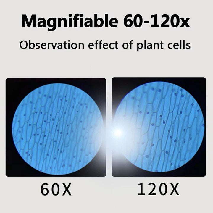 Compact LED Handheld Microscope 60X-120X - Portable Science Kit for Kids