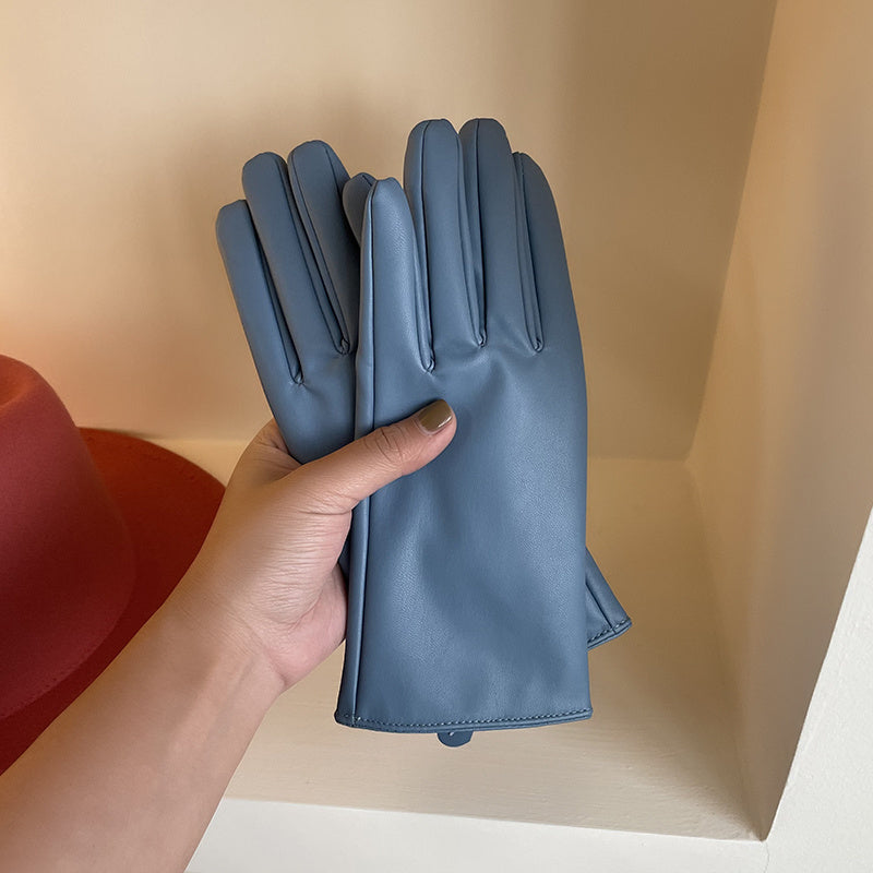 Five Finger PU Leather Gloves For Cycling