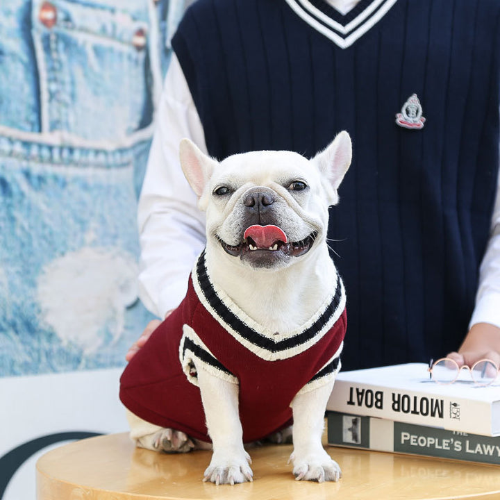 Preppy Style Warm Dog Sweater Vest