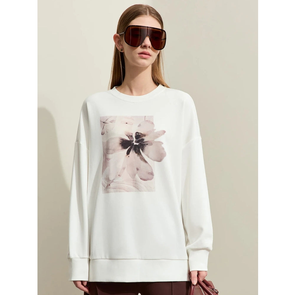 Floral Print Crew Neck Pullover