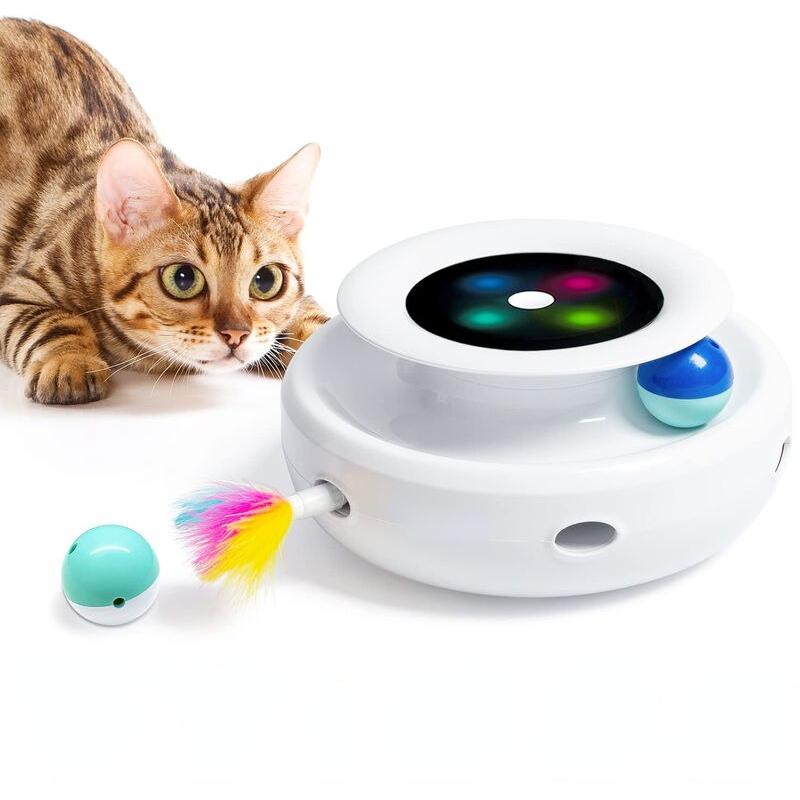 Interactive Cat Toy with Dual Play Modes, Auto On/Off Timer & Replaceable Feather Attachments