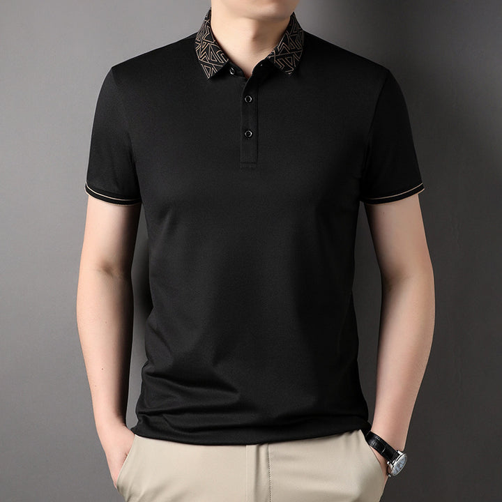 T-shirt Men's Polo Collar Solid Color Thin