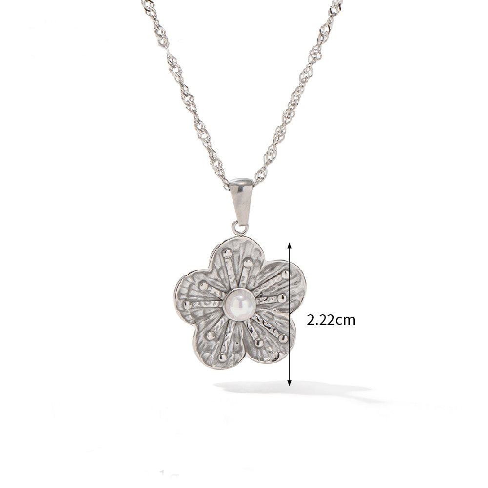 Stainless Steel Retro Flower Jewelry Set