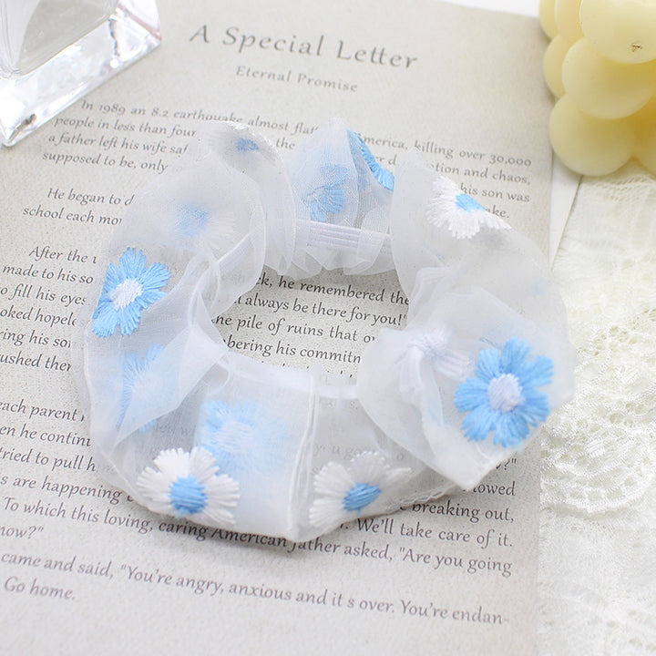 Korean Chic Handmade Embroidery Daisy Elastic Hair Bands