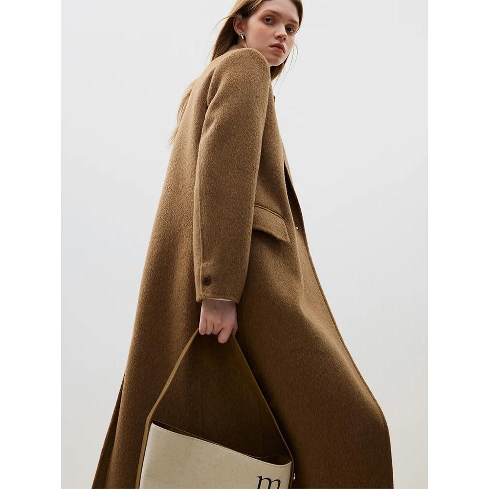 Camel Hair Long Woolen Coat for Women