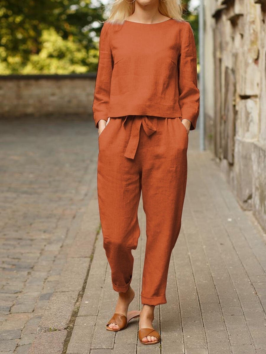 Women's Clothing Cotton And Linen Suit Casual Two-piece Suit