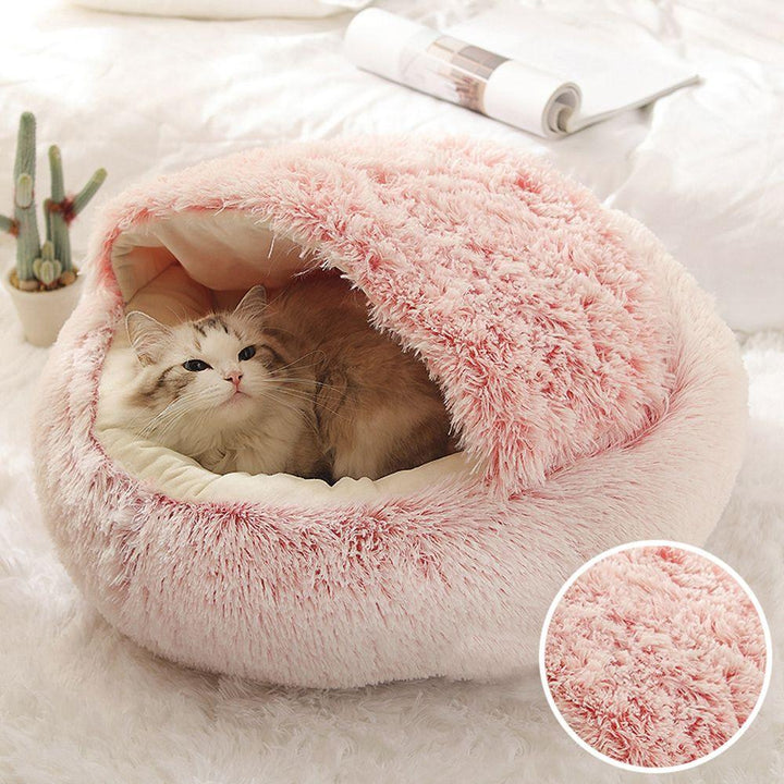 Warm Long Plush Cat Bed