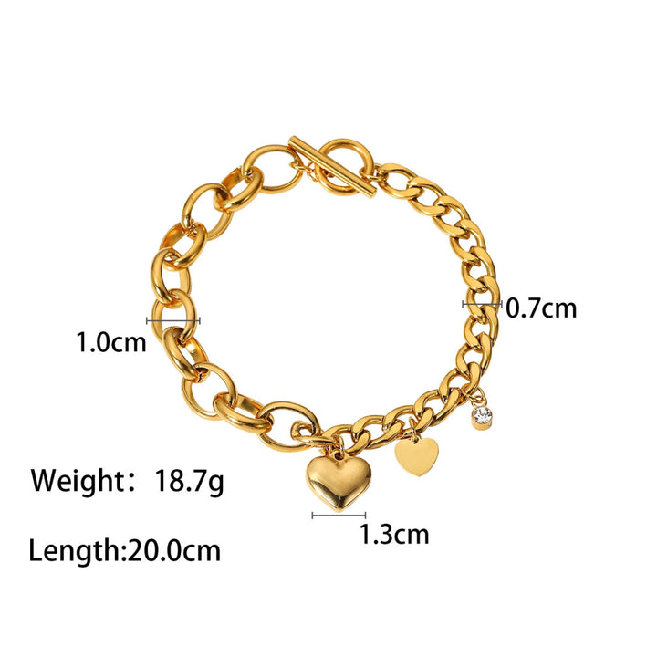 18K Gold Plated Cuban Chain Pendant OT Buckle Bracelet