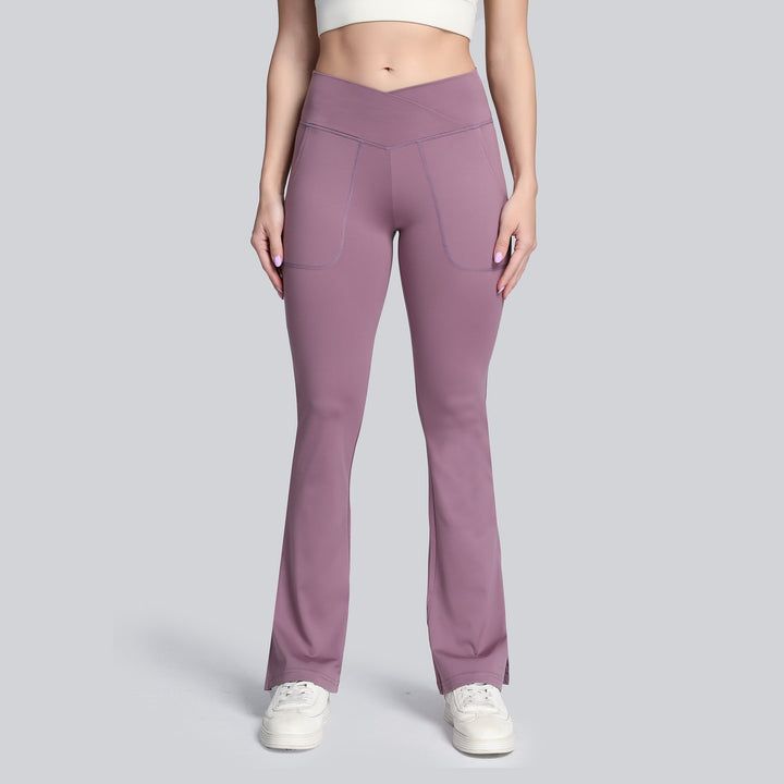 High-stretch Cross-waist Flared Trousers For Moisture Wicking