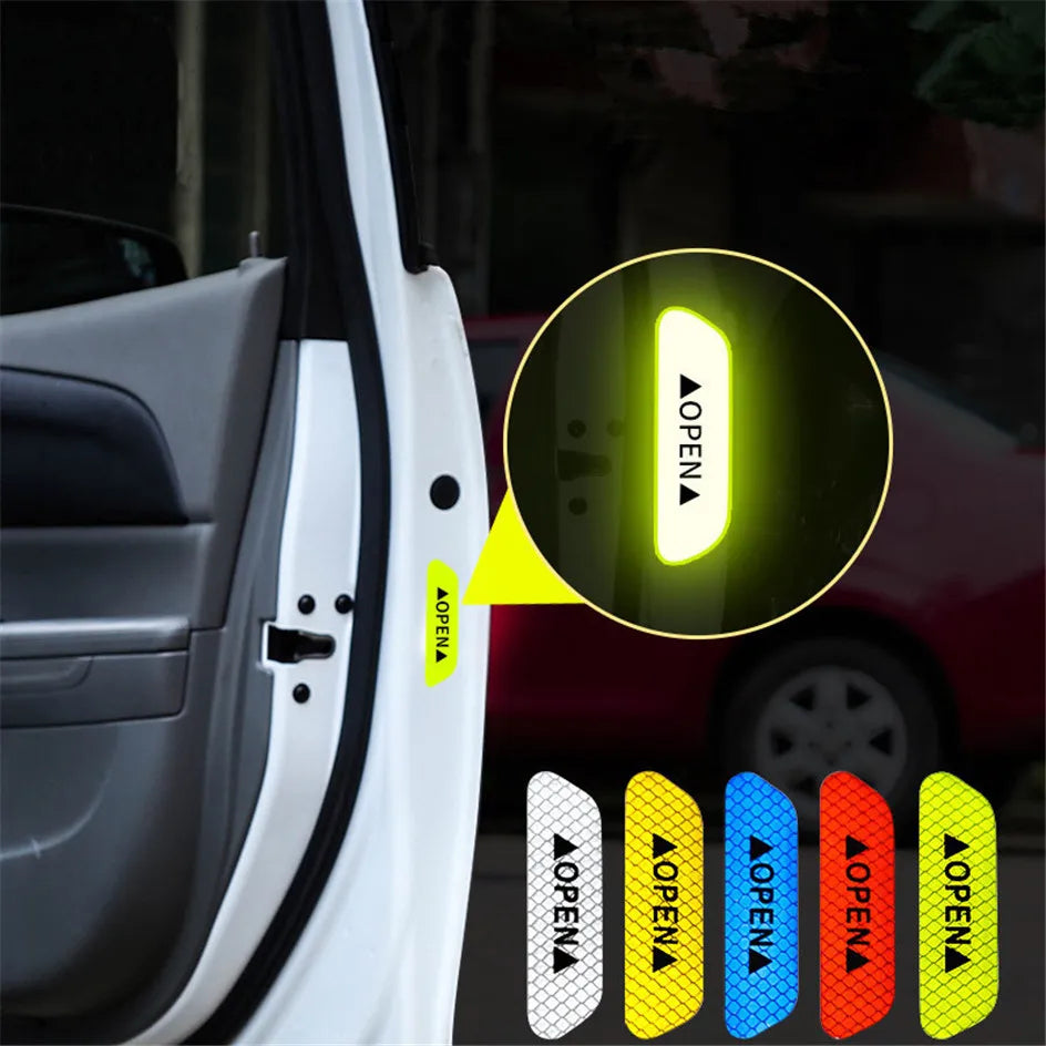 4PCS Reflective Car Door Warning Stickers