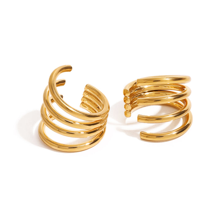 18k Gold Plated Four-Layer Stainless Steel Hoop Ear Clip