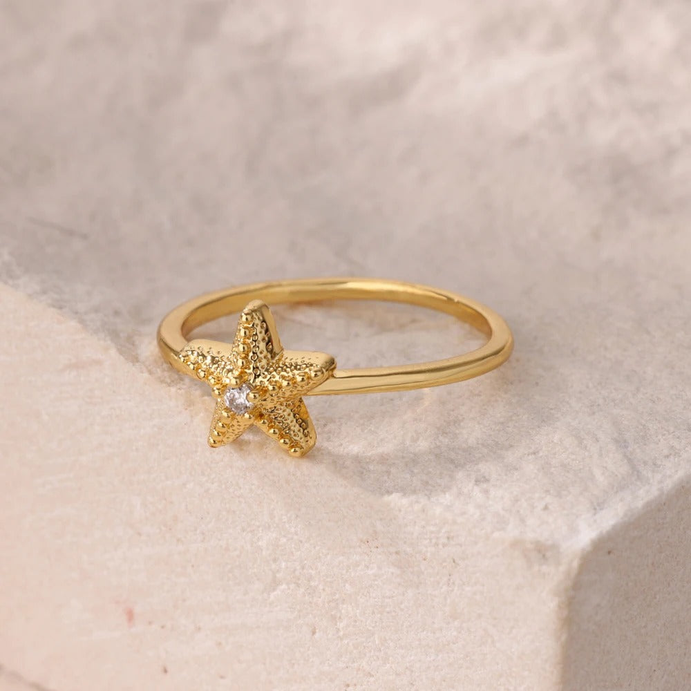 Zircon Starfish Ring for Women