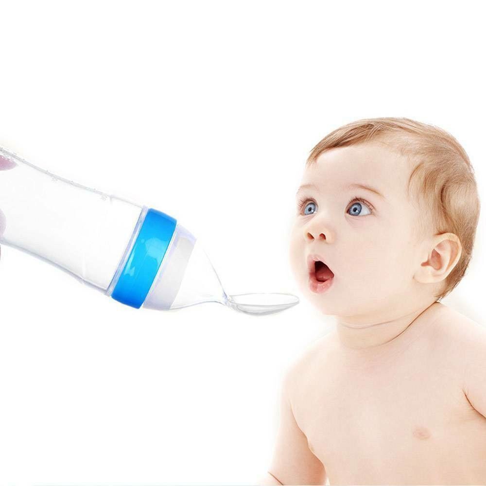 5pcs Silicone Squeezing Feeding Bottle Spoon Feeder for Newborn Baby