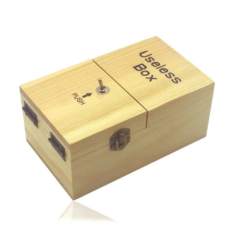 Wooden Useless Box - Interactive Stress-Reduction Toy, Ideal for Gifts