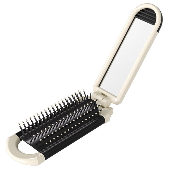 Portable Foldable Hair Brush with Mirror