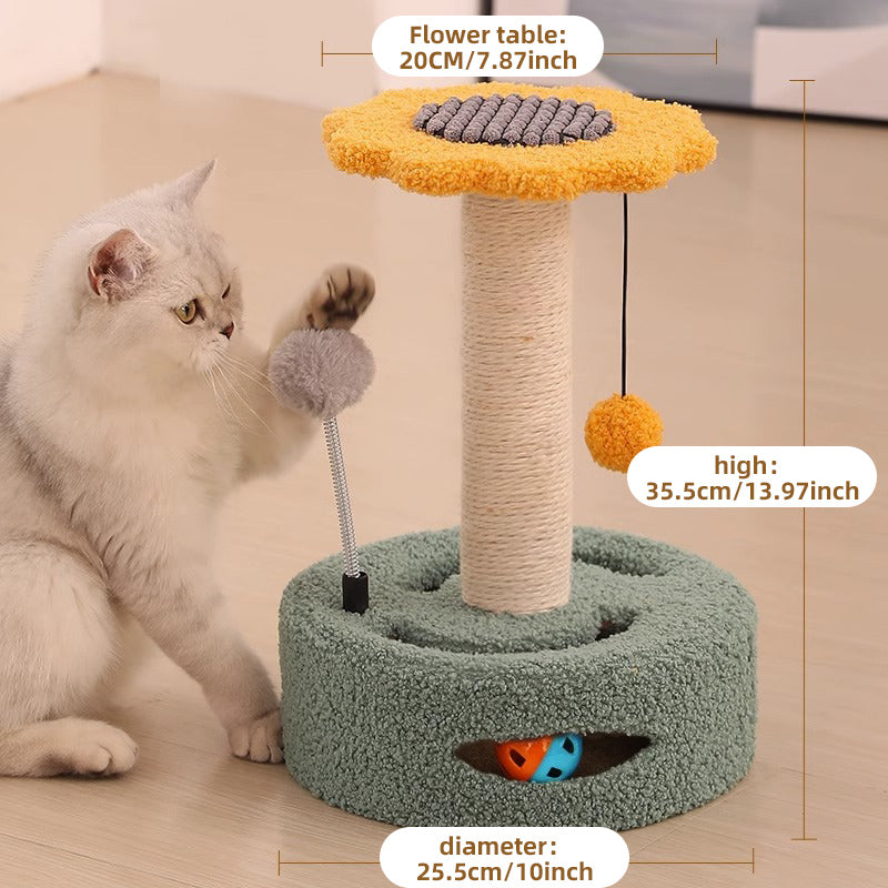 Compact Cat Climbing Frame with Sisal Scratching Post and Interactive Teasing Toys