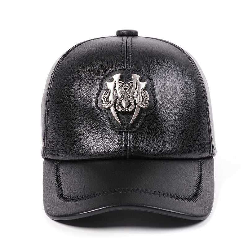 Genuine Leather Peaked Cap Men's And Women's Casual Goat Skin