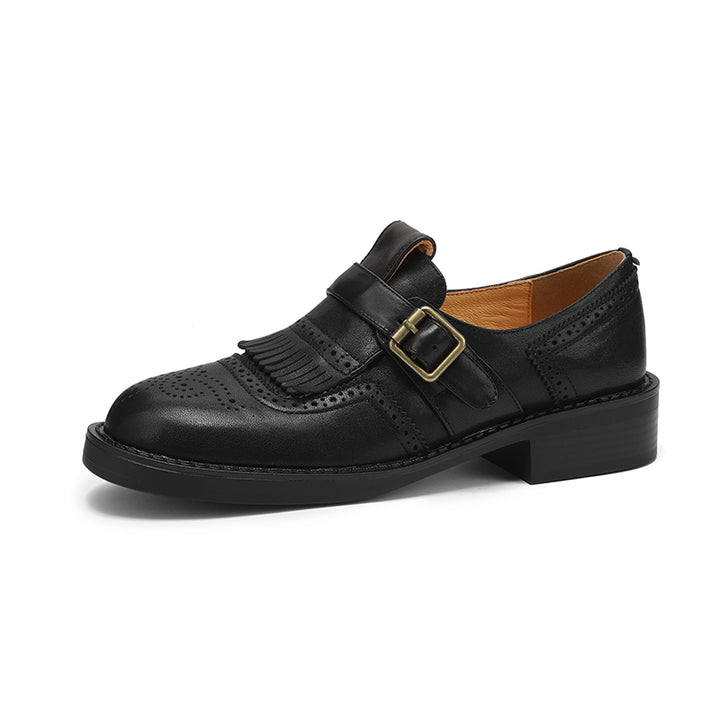 Autumn Genuine Leather Retro Oxfords for Women