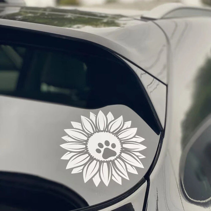 Sunflower & Dog Paw Vinyl Decal