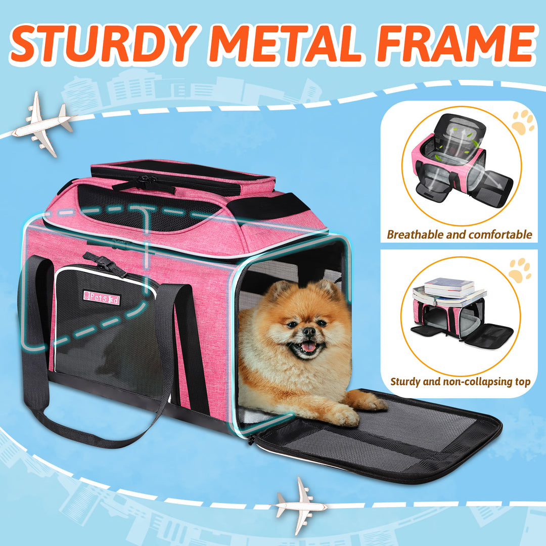 Airline Approved Pet Carrier with Expandable Top & Safety Features