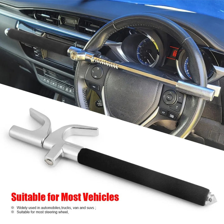 Adjustable Universal Car Anti-Theft Steering Wheel Lock with Emergency Hammer