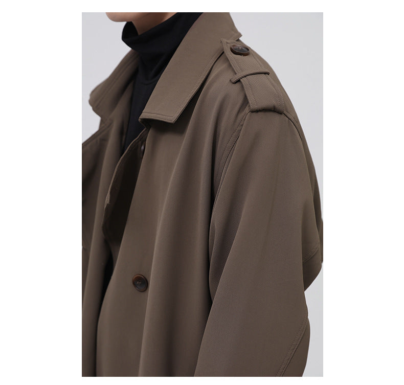 Double Breasted Simple Trench Coat Men's Belt