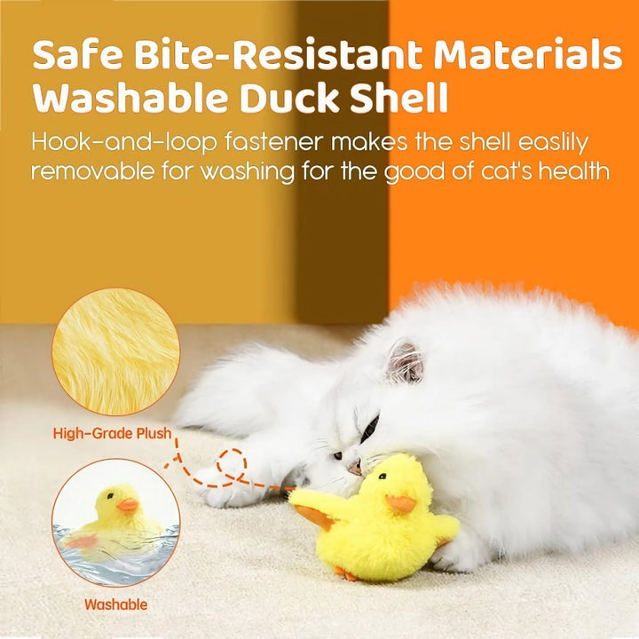 Interactive Flapping Duck Cat Toy - Rechargeable, Washable, with Catnip & Vibration Sensor