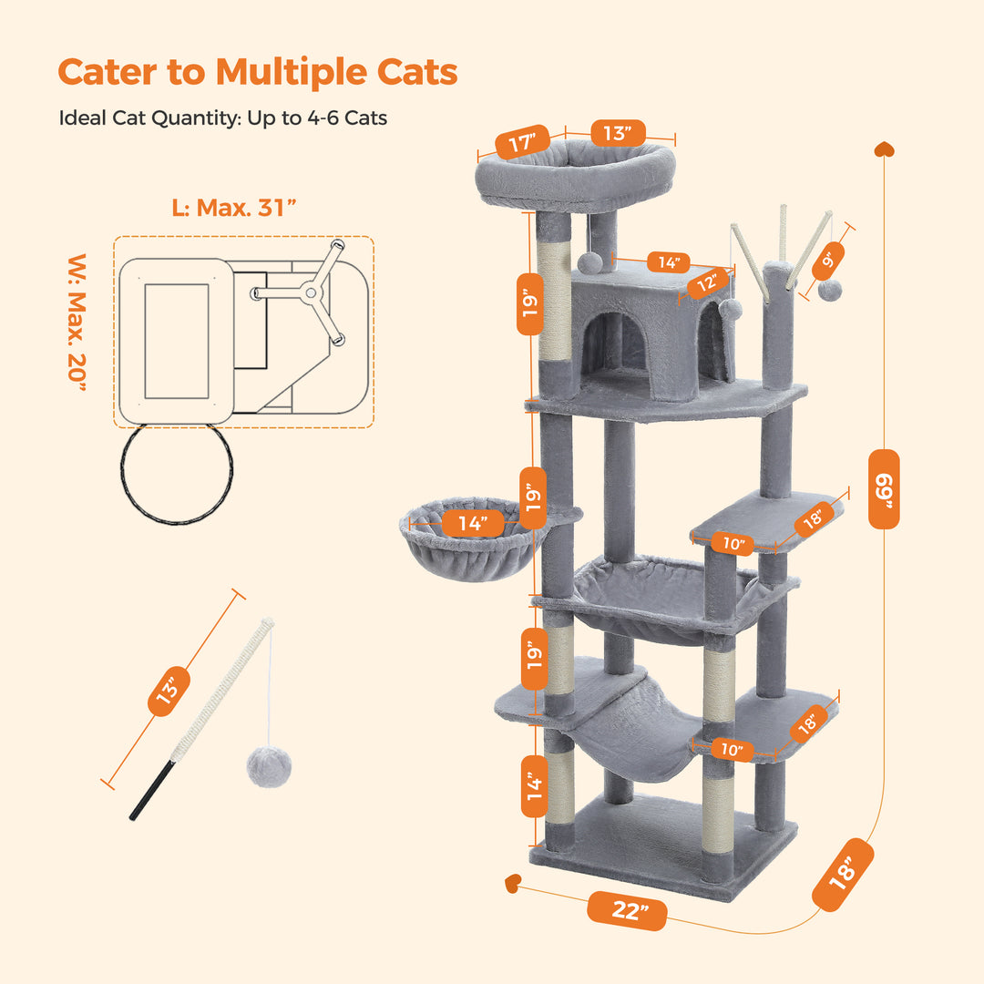 Tall 7-Level Cat Tree Tower