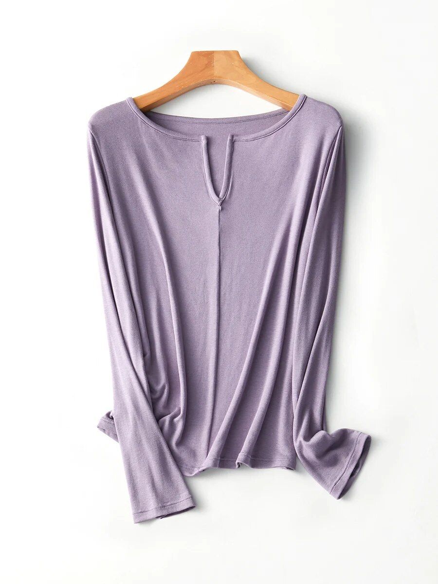 Elegant Square Neck Long Sleeve Tee