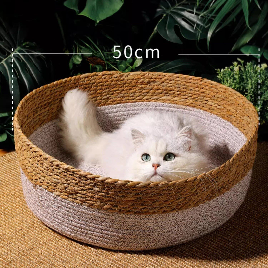 Handwoven Rattan Cat Bed