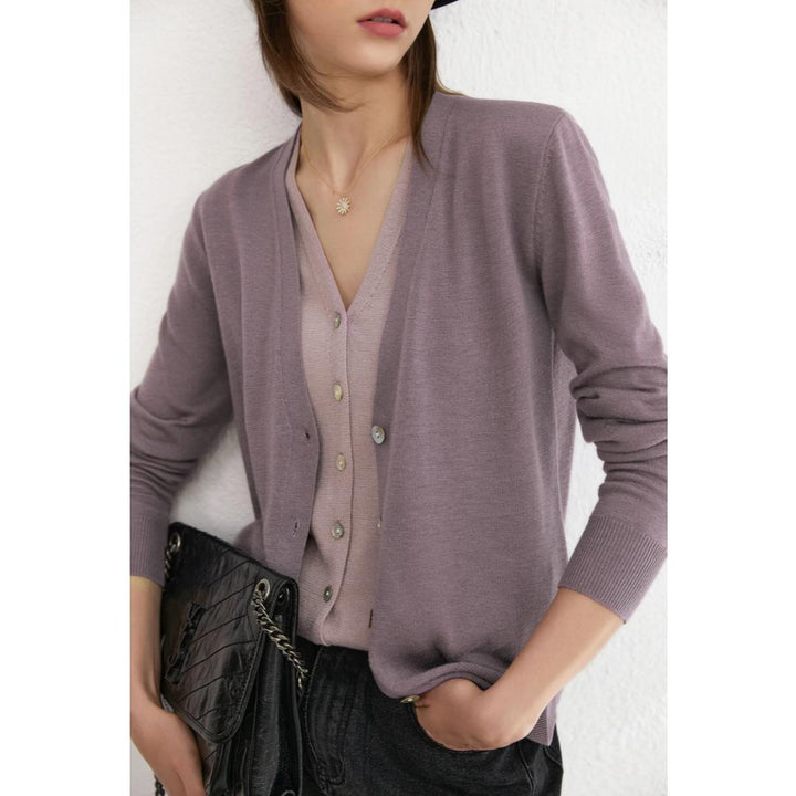 Minimalist Autumn V-Neck Woolen Cardigan