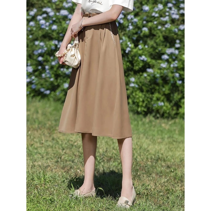 French Style High Waist Embroidery A-Line Skirt