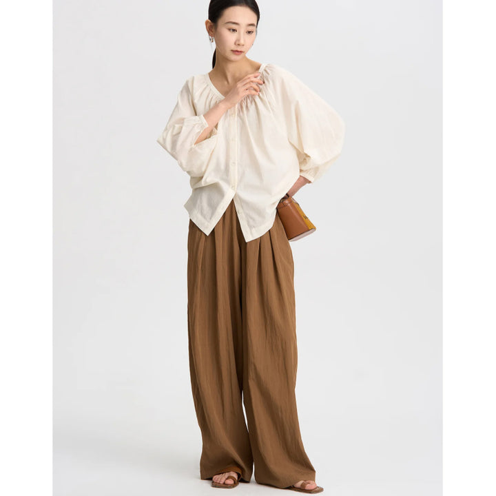 Pleated High Waisted Wide Leg Pants for Women