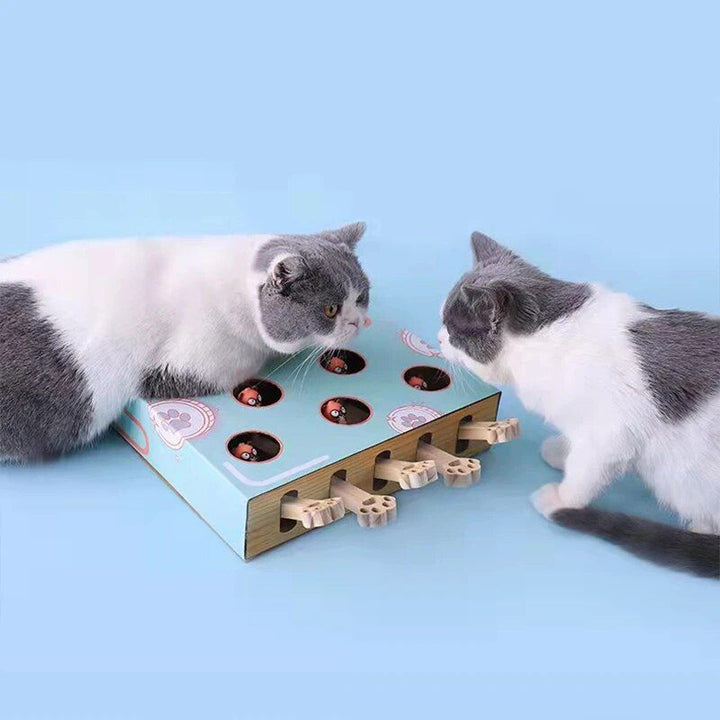 Multi-Hole Mice Puzzle Cat Toy with Scratcher & Grinder