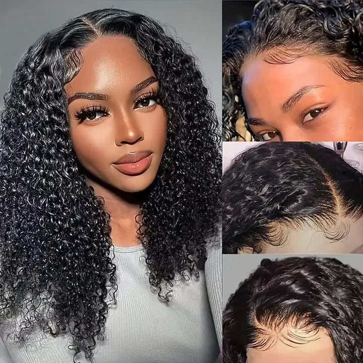 Human Hair Front Lace Bobo Double Drawn Water Wave BOB Wig Foreign Trade Wig