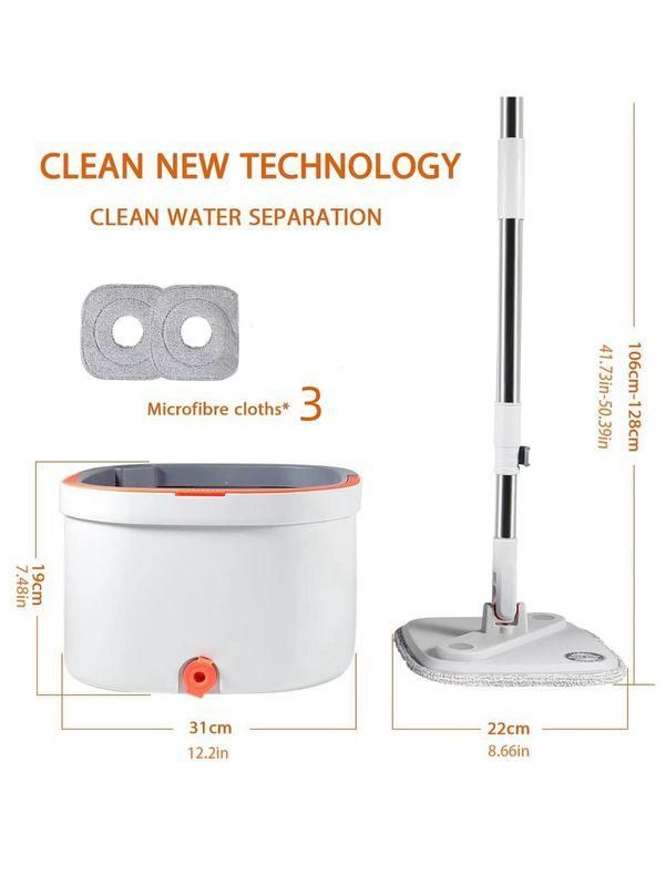 Effortless 360° Microfiber Mop with Water-Separation Bucket – No-Handwash Floor Cleaner