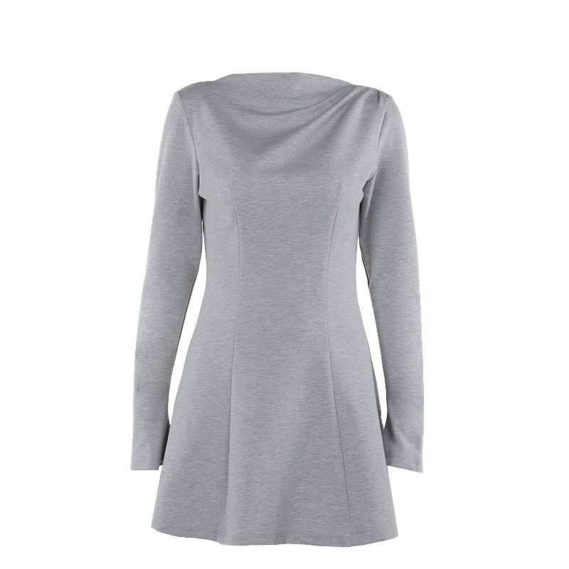 Fashion Slim-fitting Simple Long Sleeve Dress Women