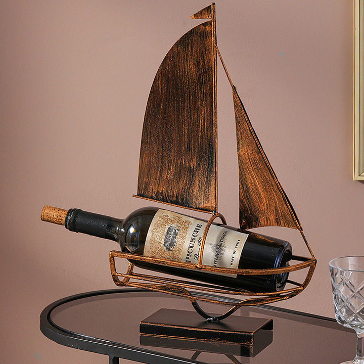 Iron Boat Wine Rack Decoration