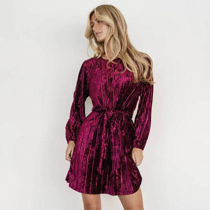 Elegant Velvet Long-Sleeved Dress