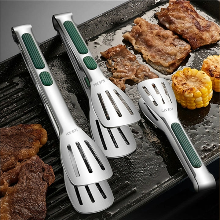 Non-Slip Stainless Steel Food Tongs for Cooking and Serving