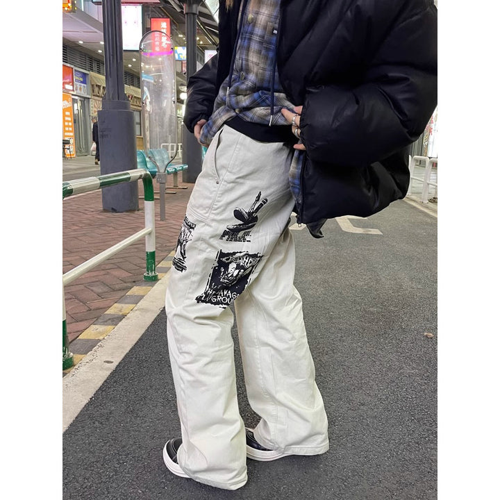 Hip Hop Print Jeans Men's Spring