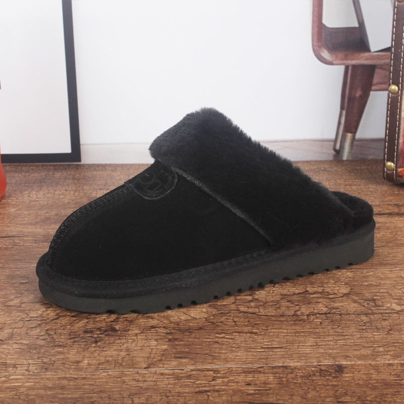 Men's And Women's Cowhide Toe Warm Slippers