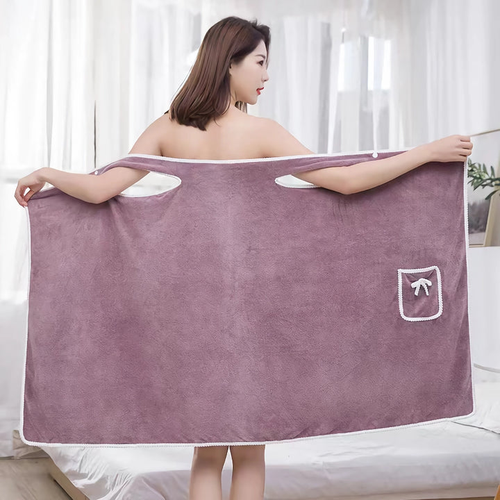 Soft Coral Velvet Bath Skirt - Absorbent & Thickened Wearable Towel