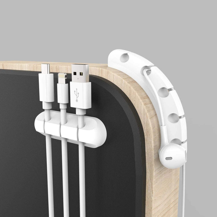 Multi-Slot White Silicone Cable Organizer