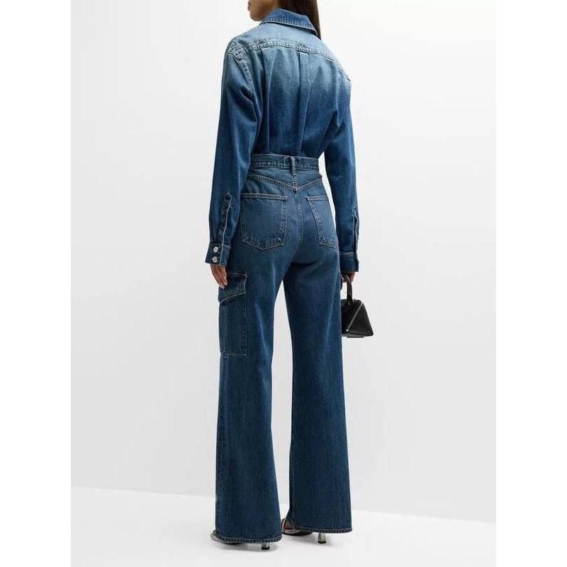 Women's High-Waist Safari Style Straight Jeans