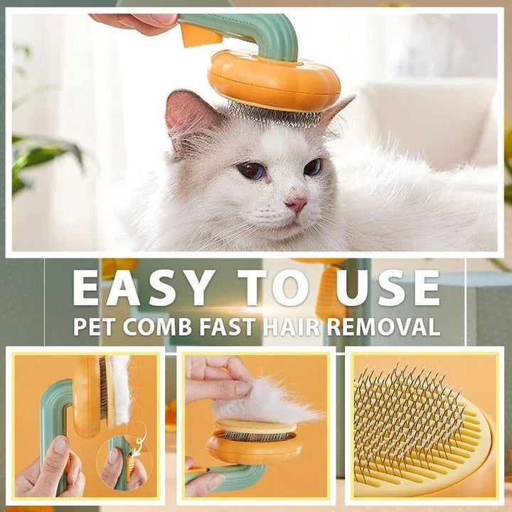 Pumpkin Cat & Dog Grooming Brush – Self-Cleaning, Tangle-Free Pet Hair Remover Comb