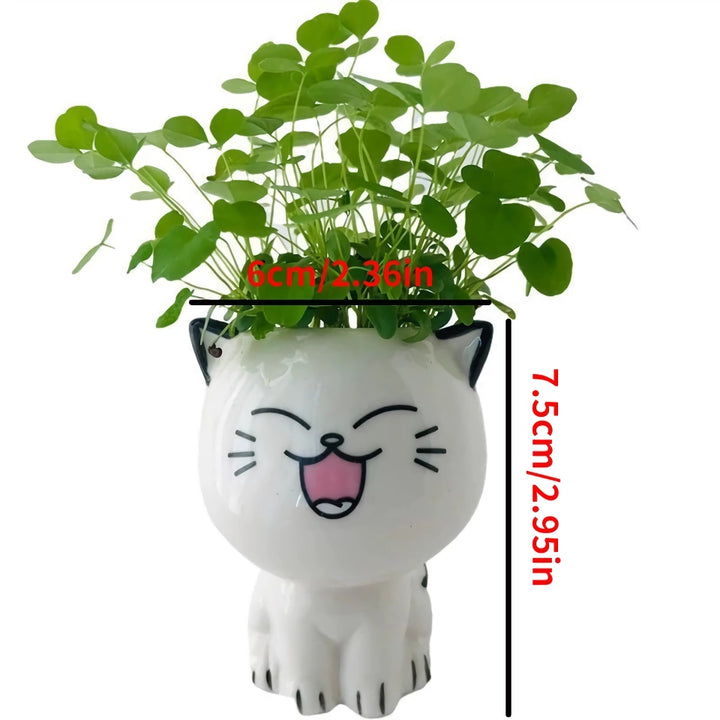 Cute Mini Cat Shaped Ceramic Plant Pot