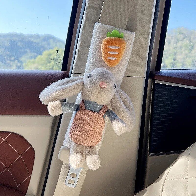 Plush Doll Rabbit Bear Car Seat Belt Shoulder Cover