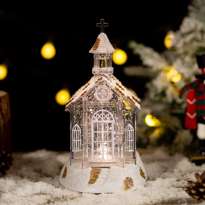 Christmas Decorations Crystal Church House Music Box Ornaments