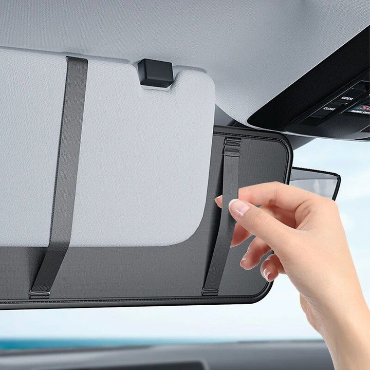 Leather Car Sun Visor Multi-Pocket Organizer for Sunglasses, Cards & More